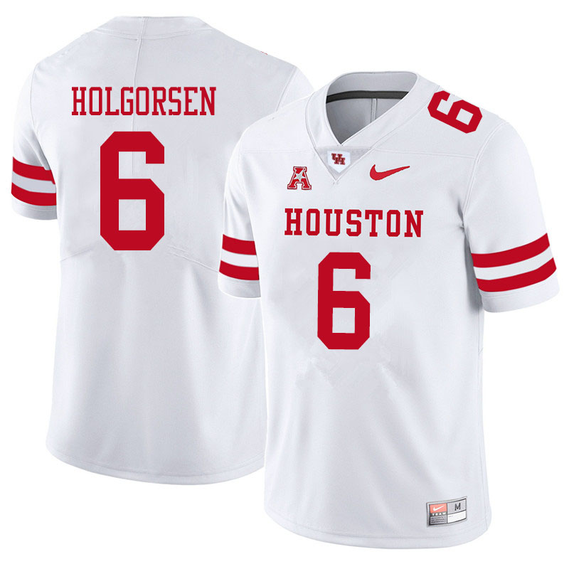Men #6 Logan Holgorsen Houston Cougars College Football Jerseys Sale-White - Click Image to Close